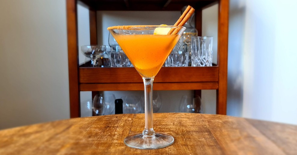 Spiced Apple Martini In Martini Glass